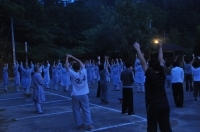 Morning exercise during a retreat